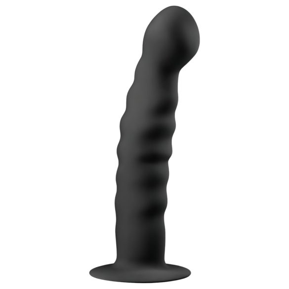 Easytoys Ribbed - piesūcekņa anālais dildo (14cm) - melns