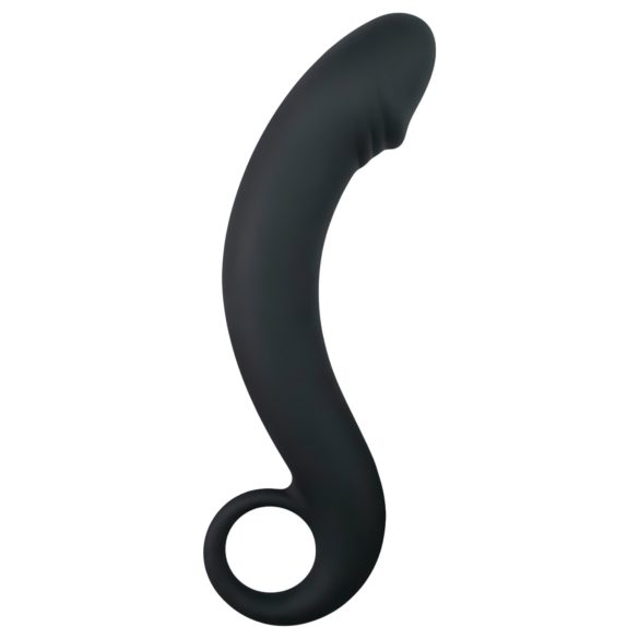 EasyToys Izliektais Dongs - silikona anālais dildo (melns)