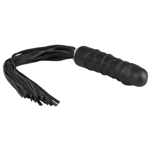Easytoys floggers — pletne un silikona dildo 2 vienā, melns