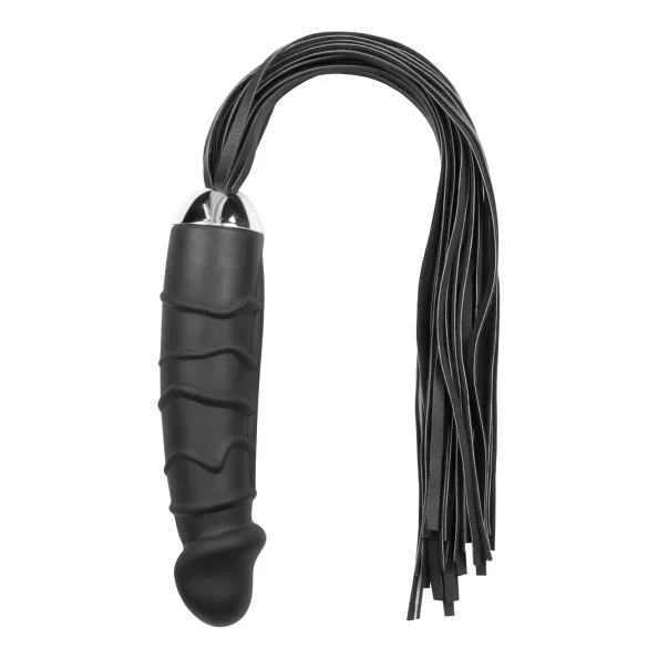 Easytoys floggers — pletne un silikona dildo 2 vienā, melns