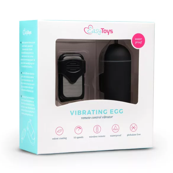Easytoys - bezvadu vibrējošā ola ar pulti melna