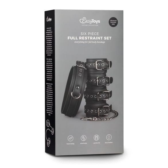 Easytoys - kakla siksna ar rokas un kāju aproču komplekts melns