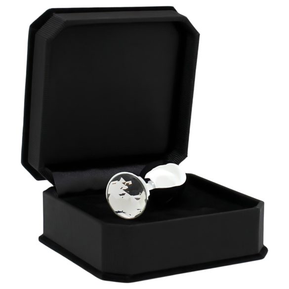 Rimba anālais spraudnis ar caurspīdīgu akmeni, metāls, sudrabs, XS