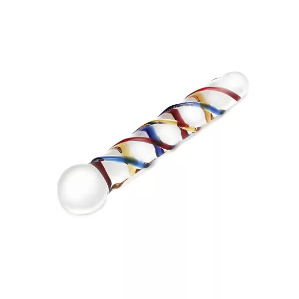 Rimba Rachella - stikla dubultais dildo caurspīdīgs krāsains