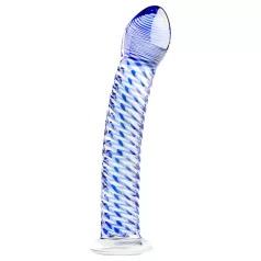   Gildo Glass stikla dildo ar spirāles rakstu, caurspīdīgs-zils