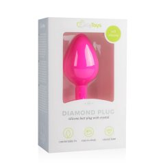   Easytoys Diamond - anālais plug ar baltu akmeni vidējs rozā