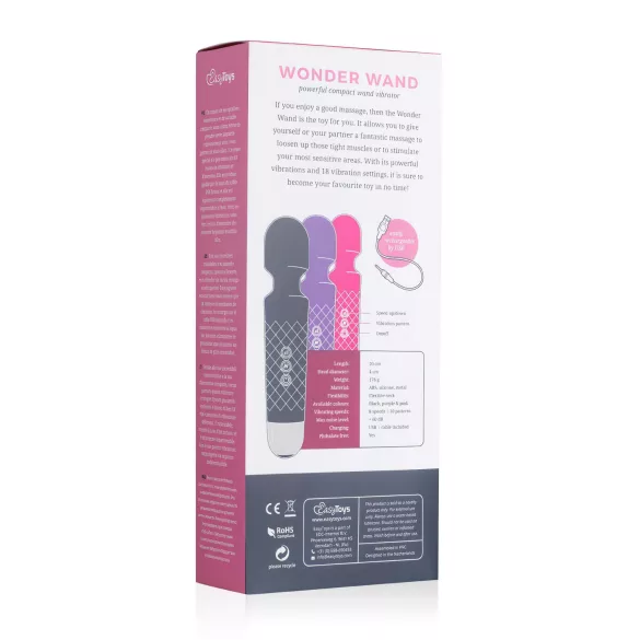 EasyToys mini wand masāžas vibrators uzlādējams violets