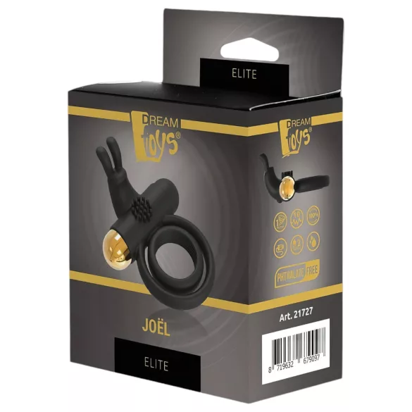Elite Joel - akumulatora vibrējošs locekļa un sēklinieku gredzens melns