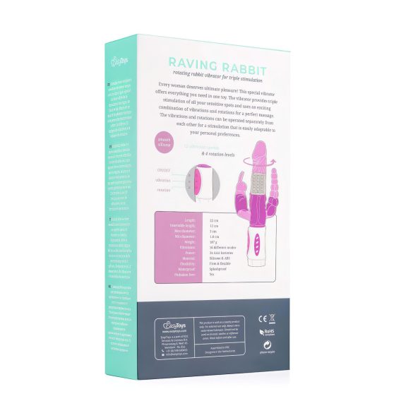 Easytoys Raving Rabbit - 3 zaru vibrators (rozā)