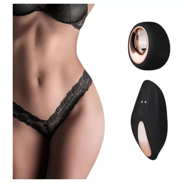 Pantyrebel - melns akumulatora, radio vadāms mežģīņu stringu vibrators (S-L)