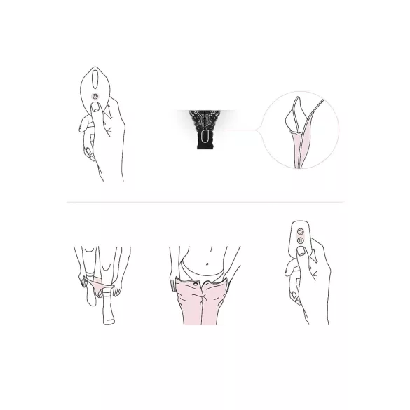 Pantyrebel - melns akumulatora, radio vadāms mežģīņu stringu vibrators (S-L)