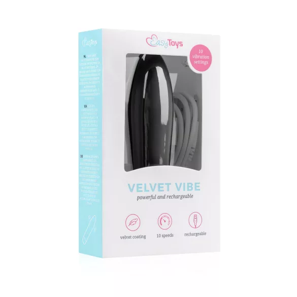 Easytoys vibrators ar akumulatoru, melns, Velvet Vibe rievots rullītis