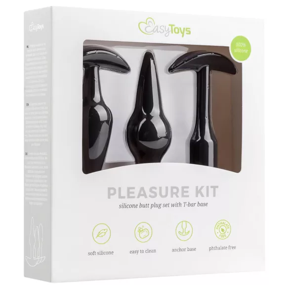 EasyToys baudas komplekts - dažādu anālo aizbāžņu komplekts (melns)
