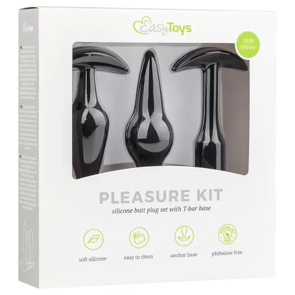 EasyToys baudas komplekts - dažādu anālo aizbāžņu komplekts (melns)