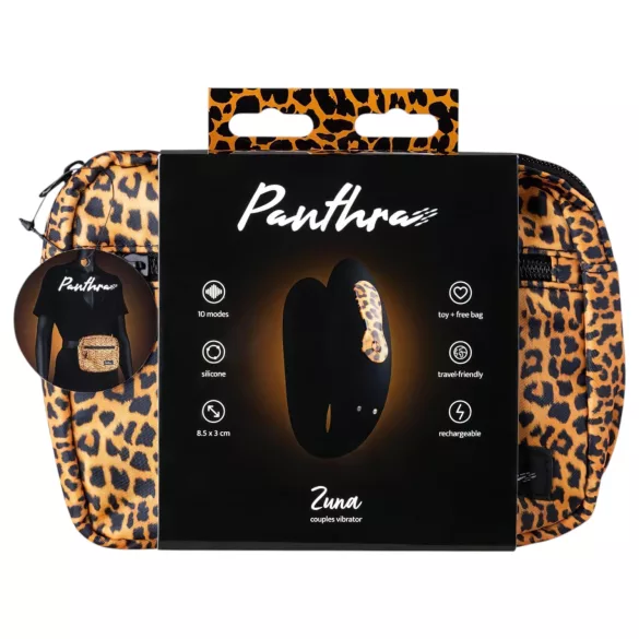Panthra Zuna - uzlādējams, ūdensizturīgs pāru vibrators (leoparda melns)