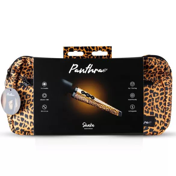 Panthra Shaka masāžas vibrators ar akumulatoru leoparda raksts melns