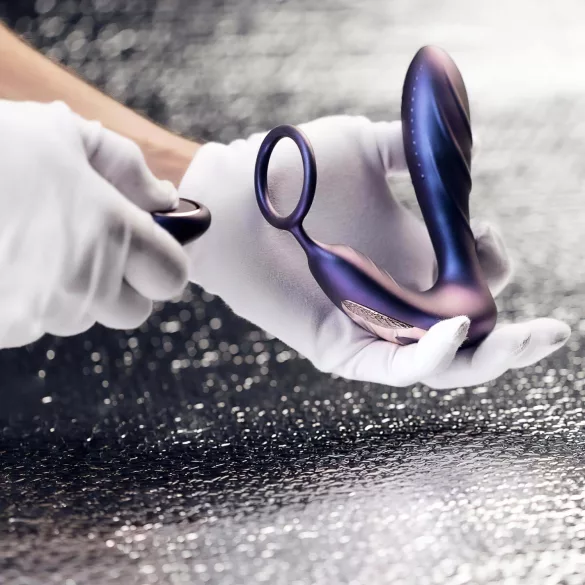 Hueman anālais vibrators ar tālvadību un dzimumlocekļa gredzenu, violets