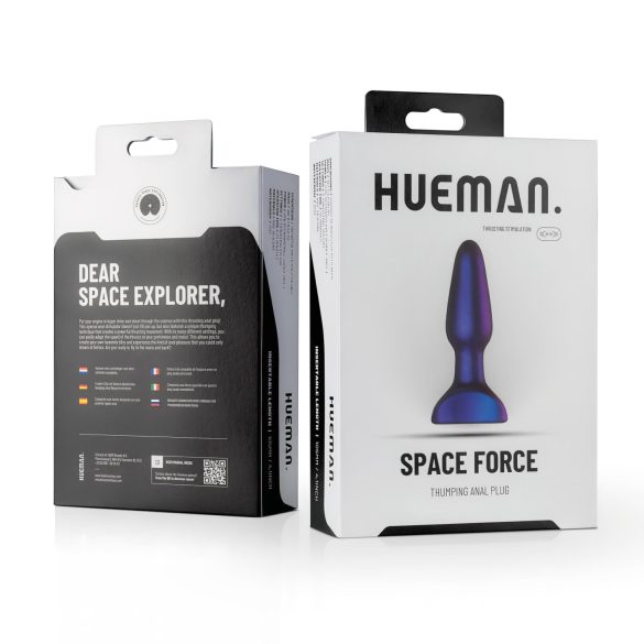 Hueman Space Force - anālais vibrators ar stūmēju, ūdensizturīgs, violets