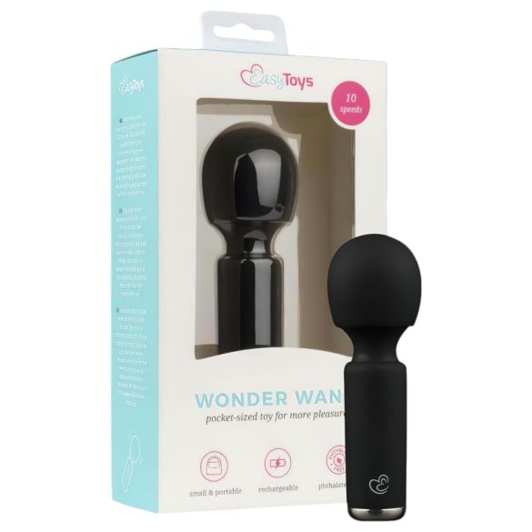 Easytoys Wonder Wand - mini masāžas vibrators ar akumulatoru melns