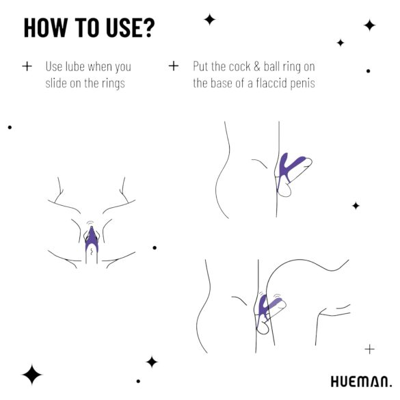 Hueman Infinity Ignite - vibrējošs erekcijas gredzens ar lodēm violets