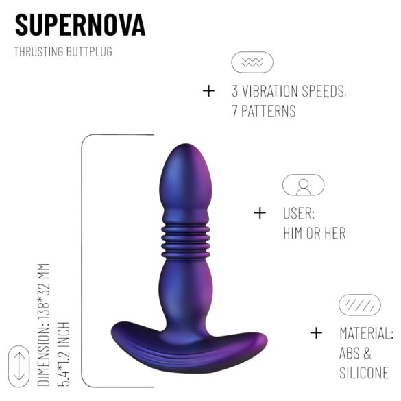 Hueman Supernova - anālais vibrators ar stumjošu funkciju violets