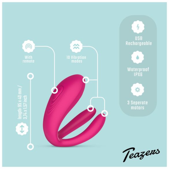 Teazers - pāra vibrators ar 3 motoriem rozā