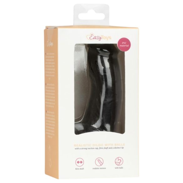 Easytoys - reālistisks dildo ar sēkliniekiem 12 cm melns