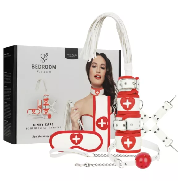 Bedroom Fantasies - medicīnas tērpu komplekts 8 gabali sarkans balts