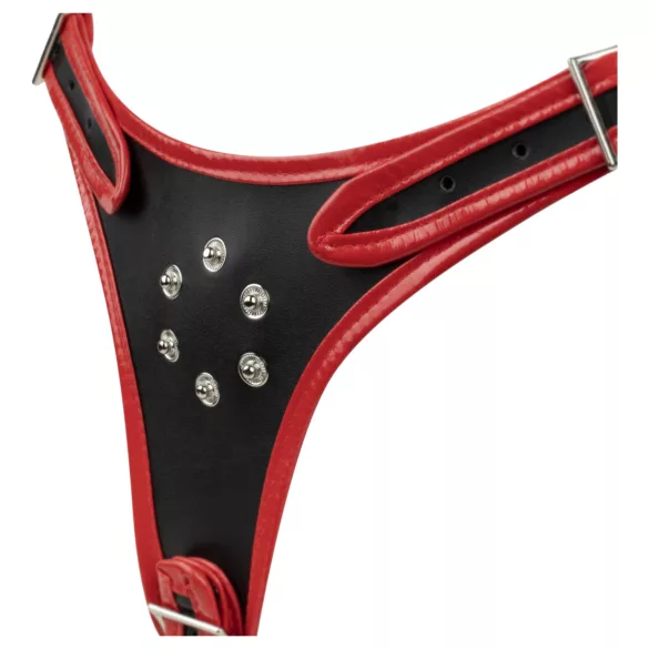 Easytoys - sieviešu strap-on apakšveļa ar trīskāršu dildo melna