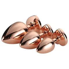   Gleaming Love - anālā aizbāžņa komplekts ar sirds formu rosegold 3 gab.