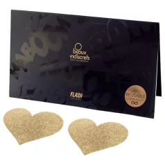   Bijoux Indiscrets Flash - mirdzošas sirsniņas krūtsgalu uzlīmes (zeltainas)
