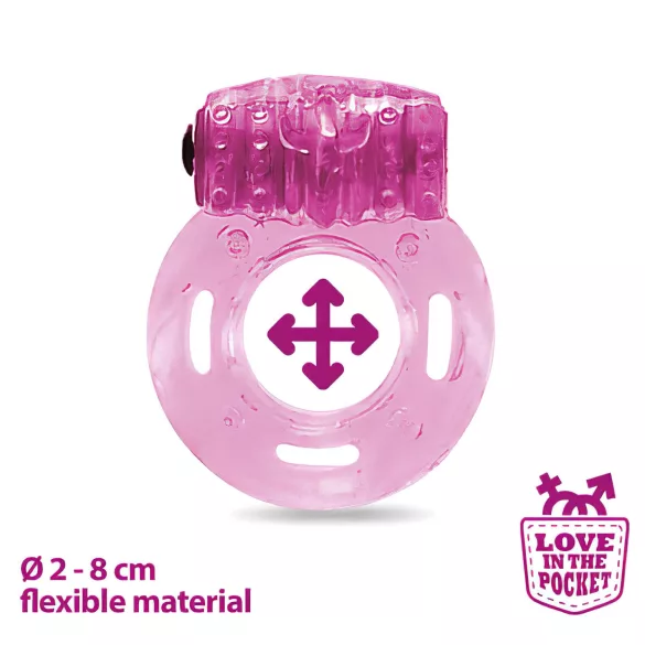 Love in the Pocket - vibrējošs prezervatīva gredzens vienreizējais rozā
