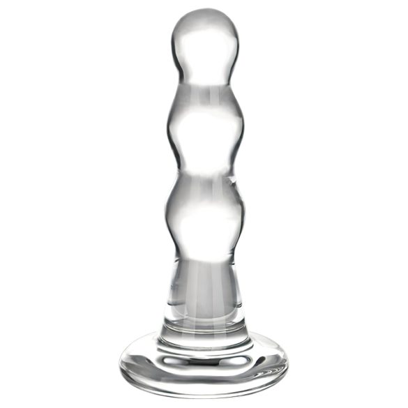 GLAS - viļņveida stikla anālais dildo (caurspīdīgs)