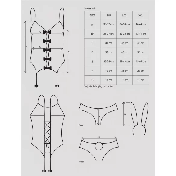 Obsessive - sieviešu seksīgs zaķa kostīms rozā - L/XL