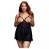 BACI plus size babydoll ar atvērtu priekšpusi, punktaina, melna (XL-XXL)