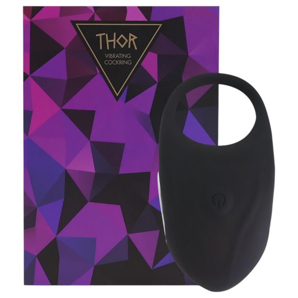 Feelztoys Thor - uzlādējams vibrējošs dzimumlocekļa gredzens (melns)