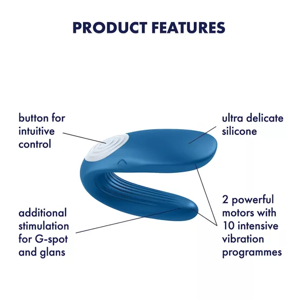 Satisfyer Double Whale - pāru vibrators ar 2 motoriem zils