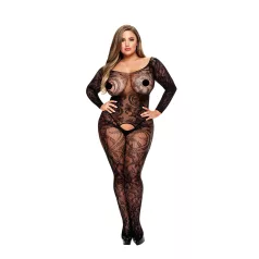   Baci plus size sieviešu garroku rakstaina bodijs melns XL-XXL