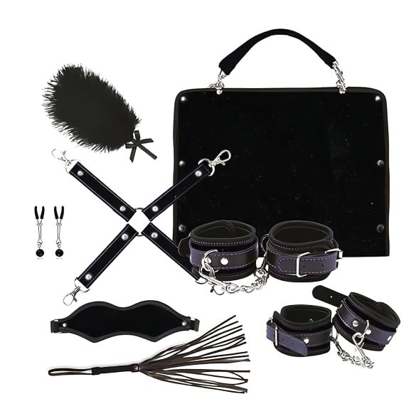 RS Soiree Kinky Me Softly - BDSM iepirkšanās komplekts - melns (7 daļas)