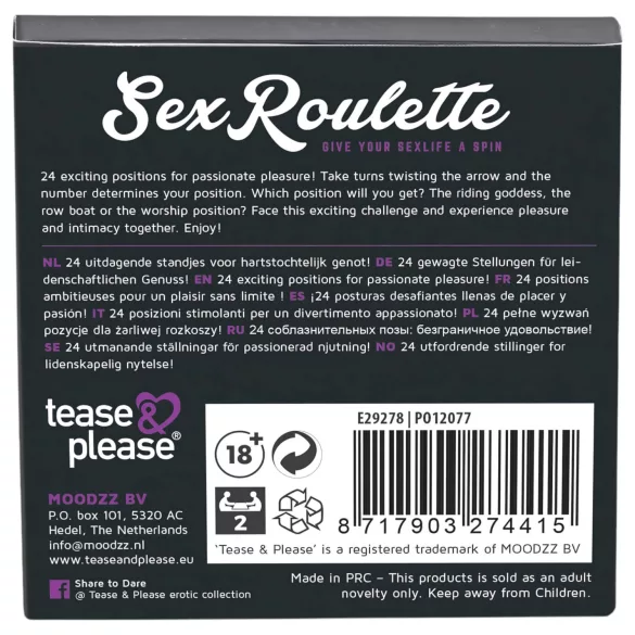 Seksa rulete Kama Sutra - erotiskā galda spēle (10 valodās)