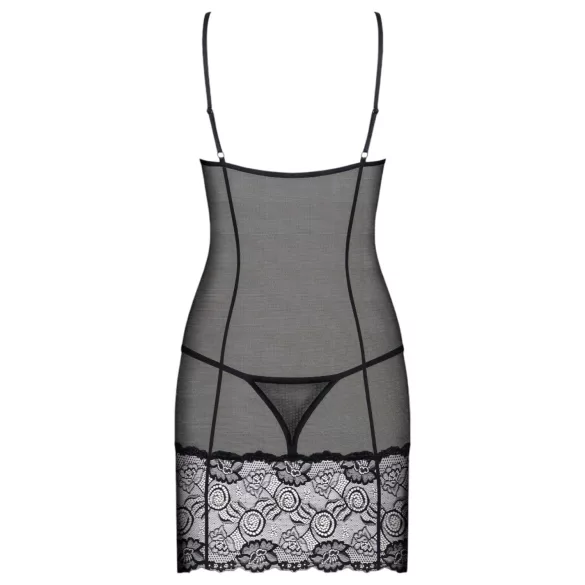 Obsessive mežģīņu naktskleita ar stringiem melna - L/XL