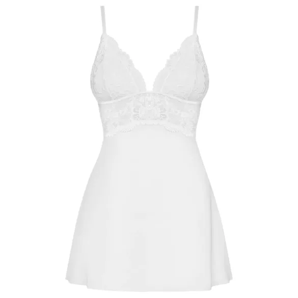 Obsessive babydoll ar stringbiksītēm baltā krāsā ar mežģīnēm