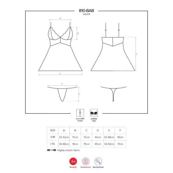 Obsessive babydoll ar stringbiksītēm baltā krāsā ar mežģīnēm