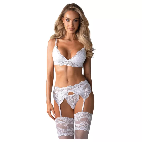 Obsessive sieviešu mežģīņu apakšveļas komplekts balts - L/XL