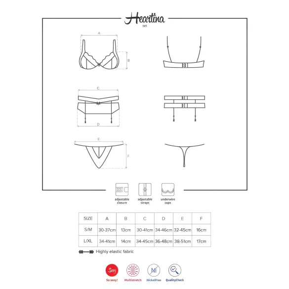 Obsessive Heartina - apakšveļas komplekts (sarkans) - L/XL
