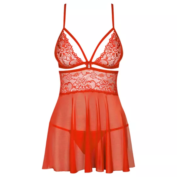 Obsessive babydoll ar stringiem sarkana mežģīņu erotiskā veļa - L/XL