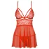 Obsessive babydoll ar stringiem sarkana mežģīņu erotiskā veļa - L/XL