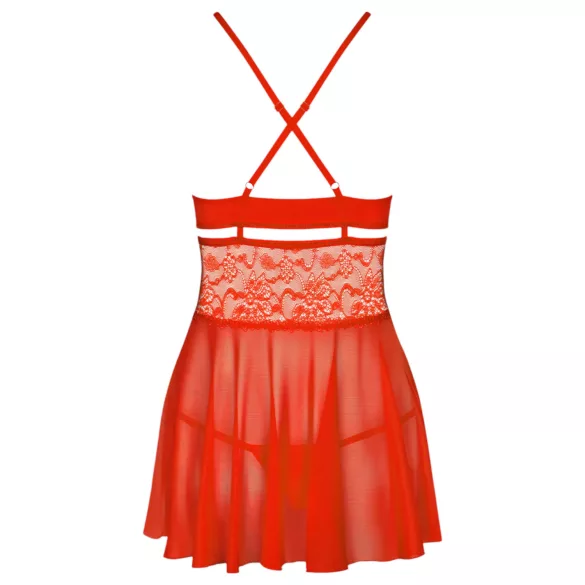 Obsessive babydoll ar stringiem sarkana mežģīņu erotiskā veļa - L/XL