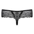 Obsessive Miamor - sieviešu mežģīņu stringi ar akmentiņiem (melni) - L/XL
