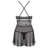 Obsessive babydoll komplekts caurspīdīgs mežģīņu melns - 2XL/3XL